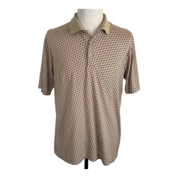 Mens Bobby Chan Multicolor‎ Checker Polo Shirt Size Medium Silk & Cotton - Picture 1 of 10